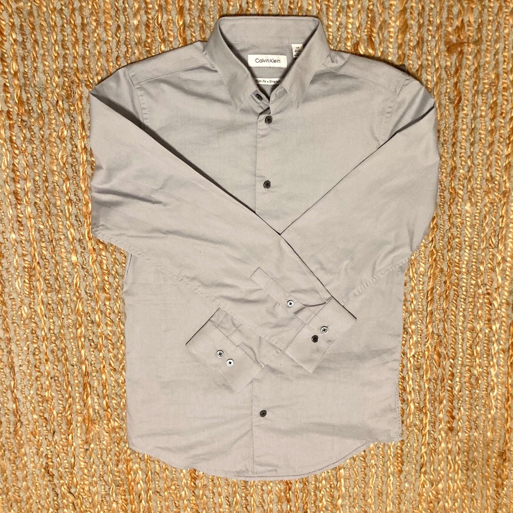 Calvin Klein Boys long sleeve dress shirt slim size 14